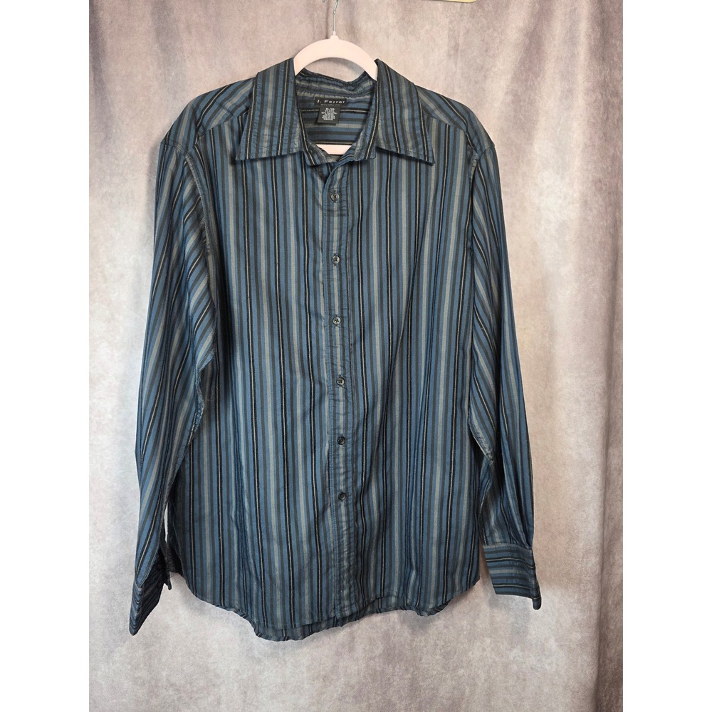 J Ferrar Modern Fit Striped Long Sleeve Button Down Shirt XL